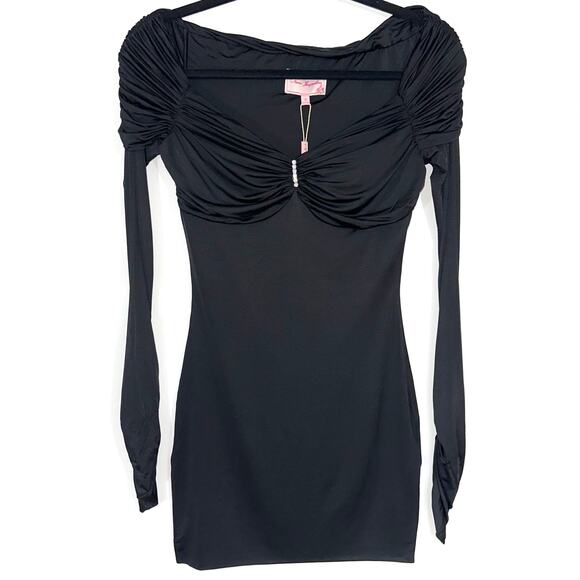 NWT Nana Jacqueline Black Olivia Long Sleeve Mini Dress Size Small - Picture 2 of 16